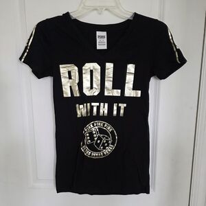 PINK Victoria's Secret Black V-Neck Tee